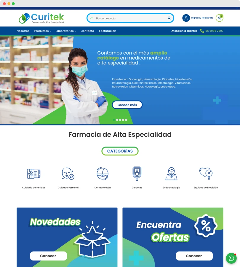 Sitio web Curitek